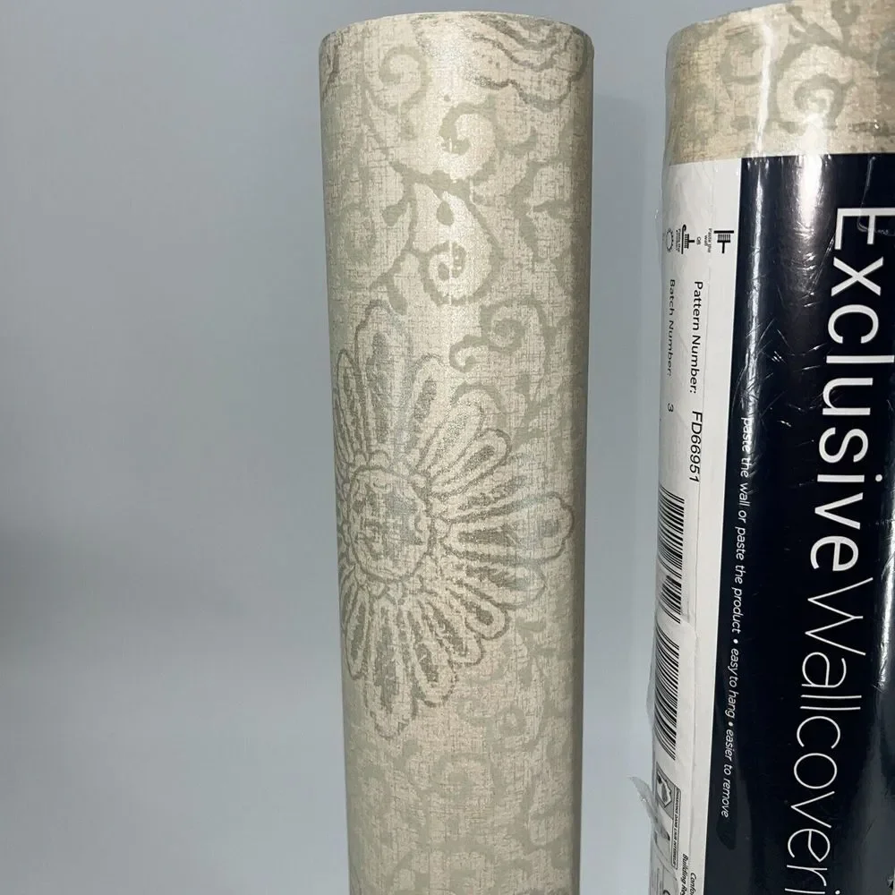 Kenneth James 301-66951 Tribe Modern Floral Scroll Wallpaper, Sage Total 156sq F